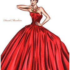 Схема вышивки «Dama in rosso»