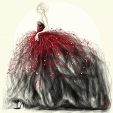 Оригинал схемы вышивки «Dama in rosso e nero» (№1887479)