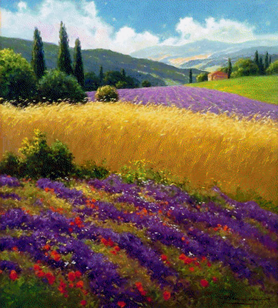 пейзаж - поле, цветы, пейзаж - предпросмотр