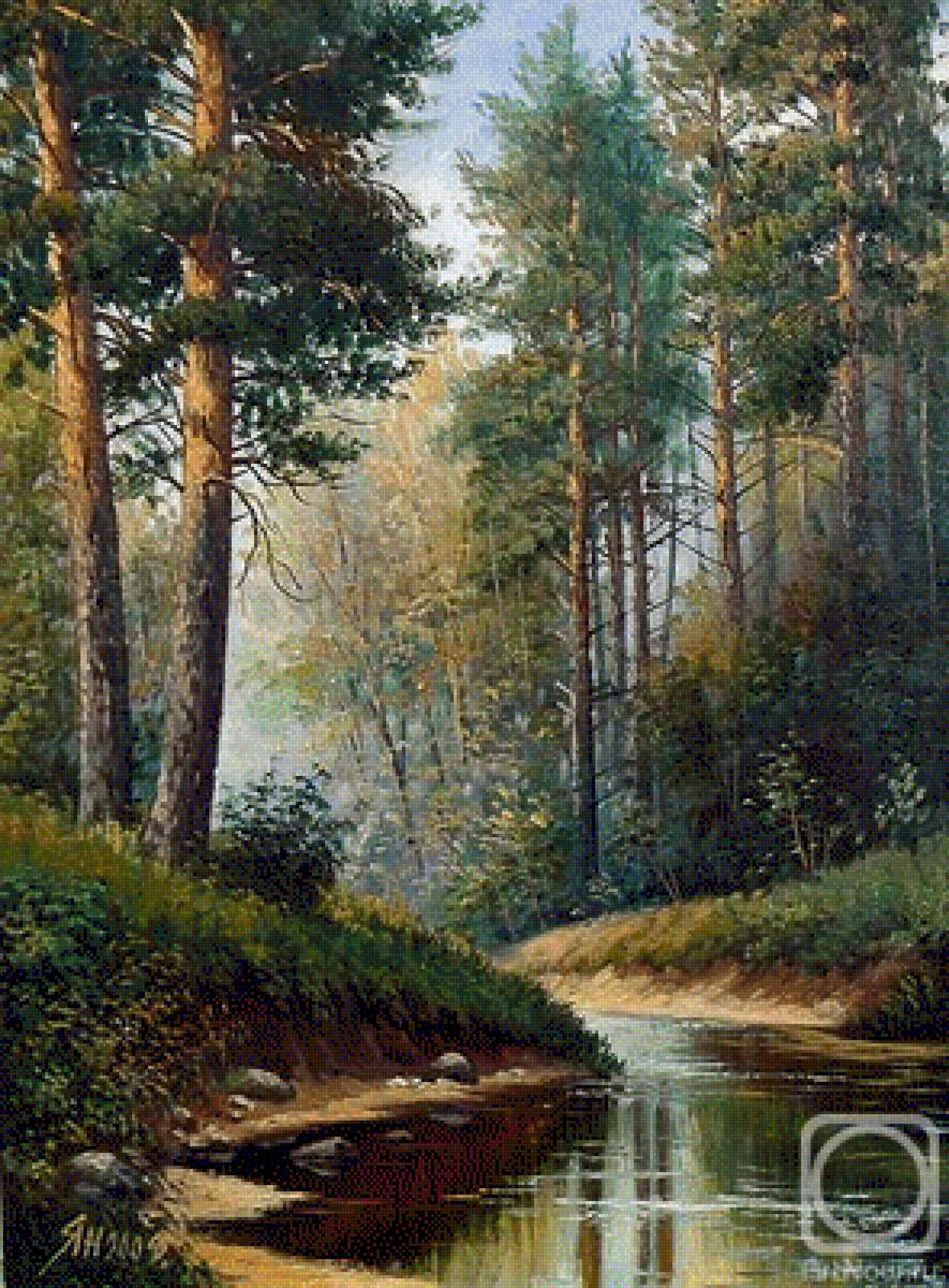 пейзаж - лес, река - предпросмотр