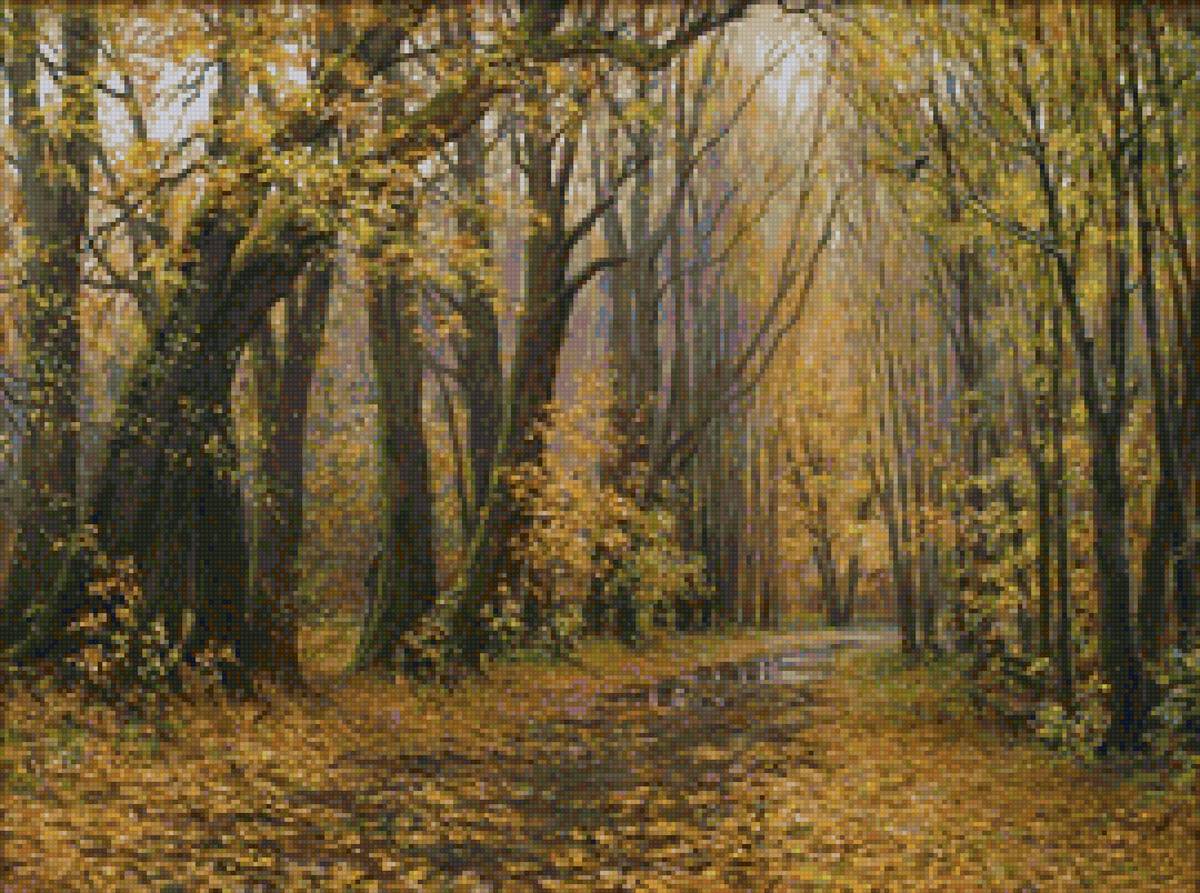 Худ. Мария Вишняк. Память дождя - осень, парк, пейзаж - предпросмотр