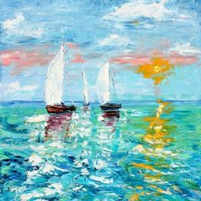 Схема вышивки «море, лодки»