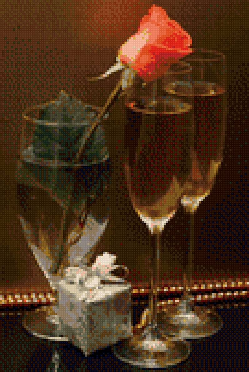 встреча - роза с бокалами - предпросмотр