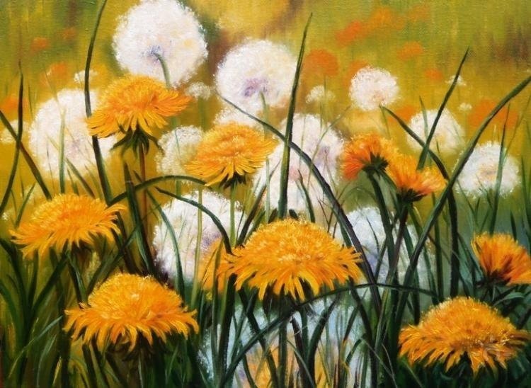 Одуванчиковое поле - поле, цветы - оригинал