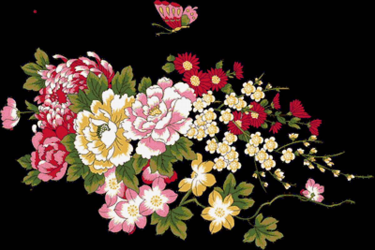 Цветы - цветы, рисунок, бабочка - предпросмотр