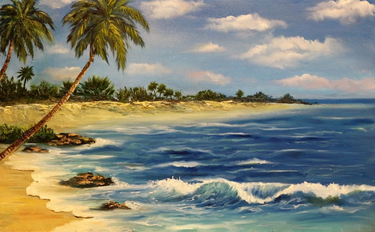 На острове - пальмы, песок, море - оригинал