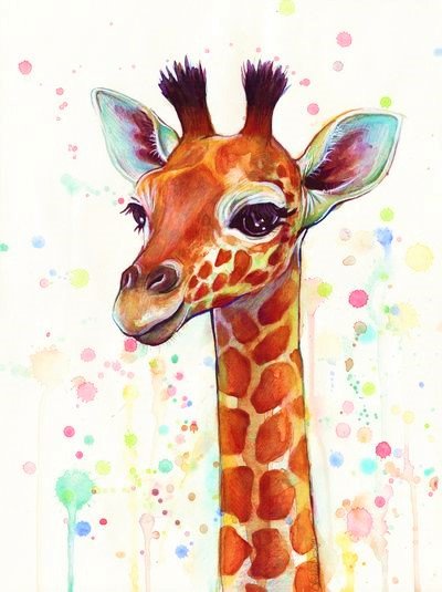Жираф - жираф, животные, рисунок - оригинал