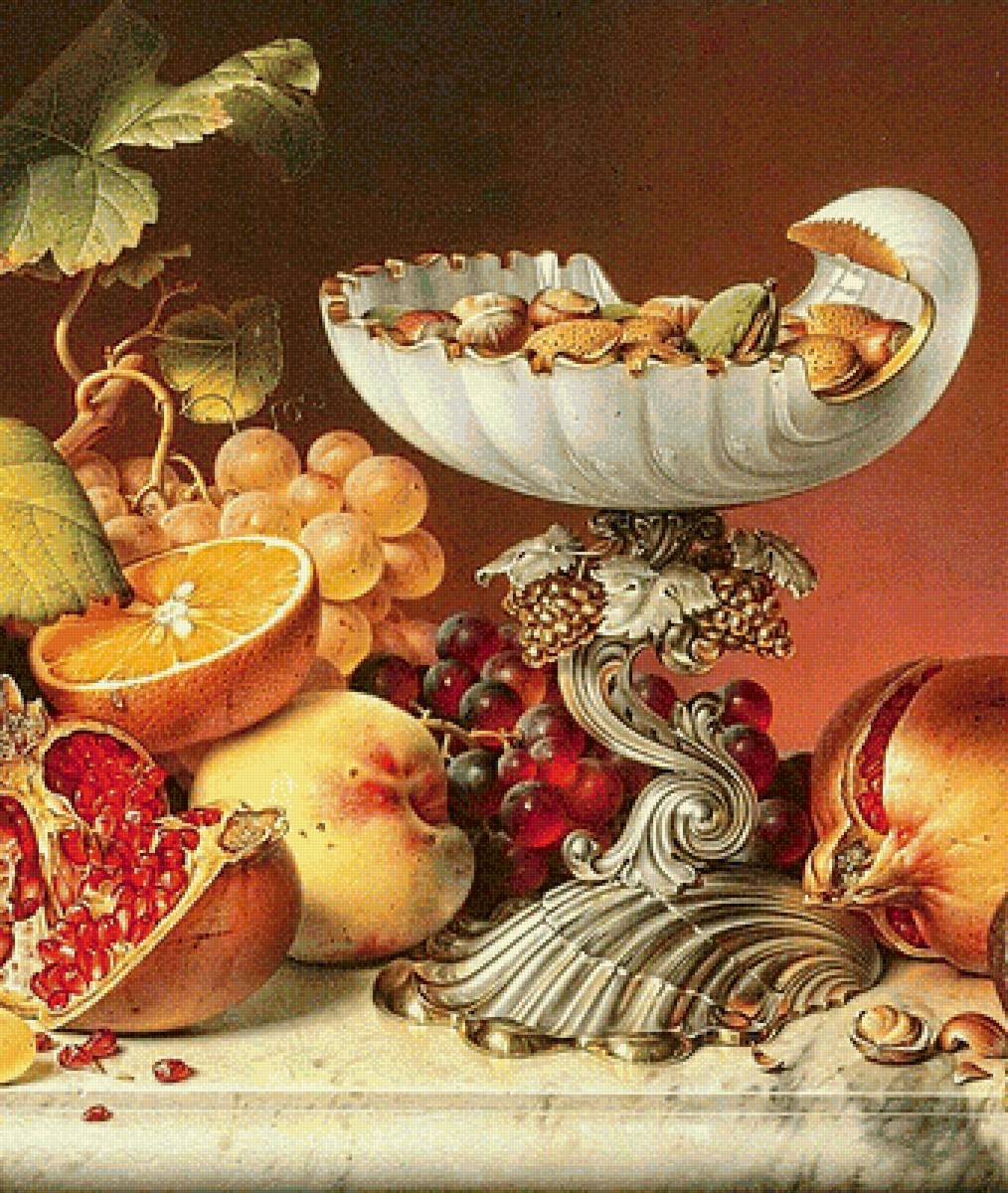 Натюрморт - гранат, виноград - предпросмотр