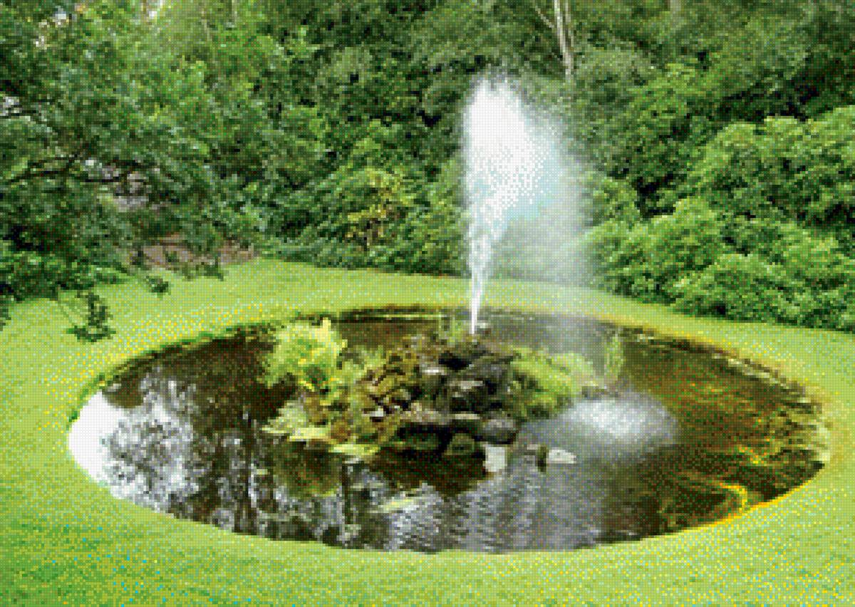 фонтан в лесу - природа, лес, фонтан, лето, озеро, ключ - предпросмотр