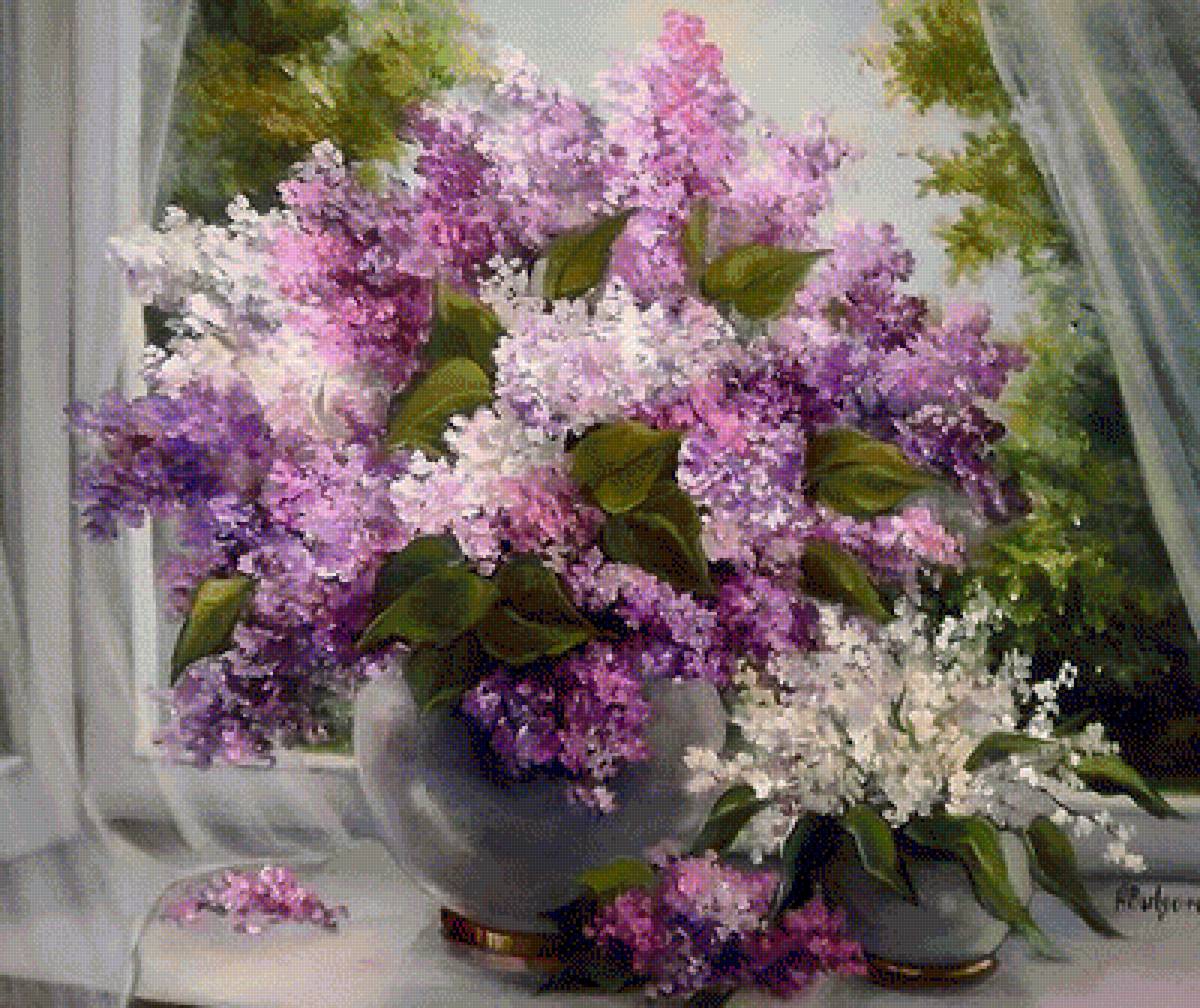 Сирень у окна 2 - цветы, букет, натюрморт, сирень - предпросмотр