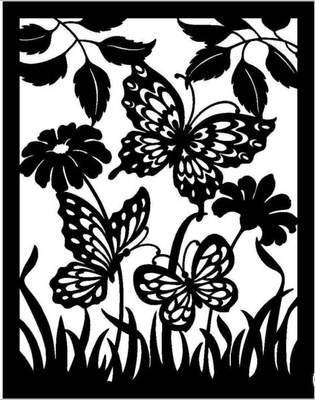 Бабочки цветочки - монохром - оригинал