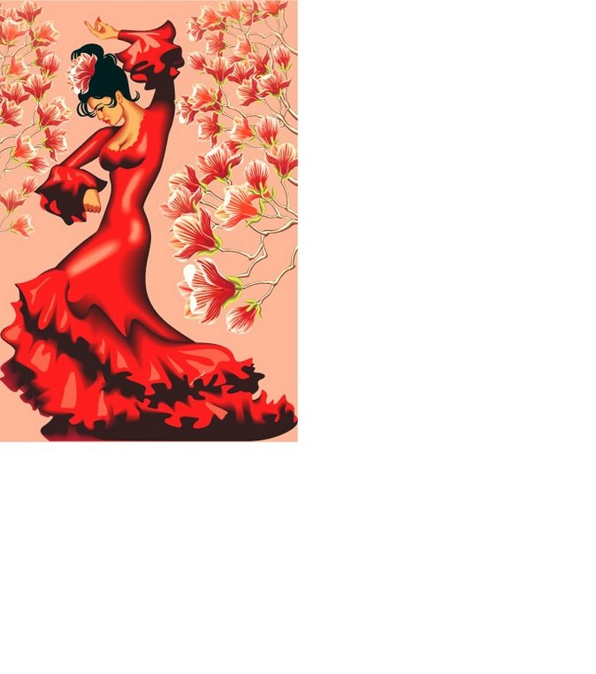 Фламенко / размер 177 х 263 крест хорошего качества/ - девушка, танец, цветы - оригинал