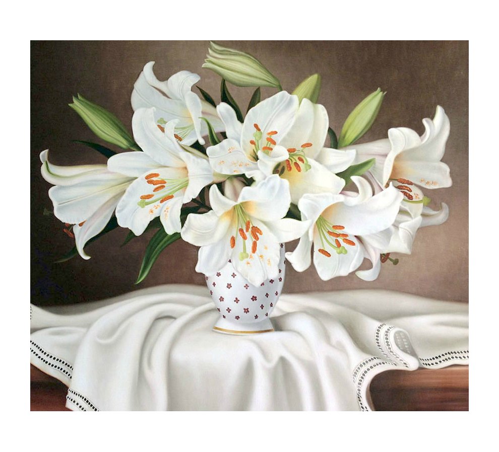 Лилии в вазе - белые цветы, цветы - оригинал