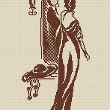 Оригинал схемы вышивки «дама у зеркала» (№1894012)
