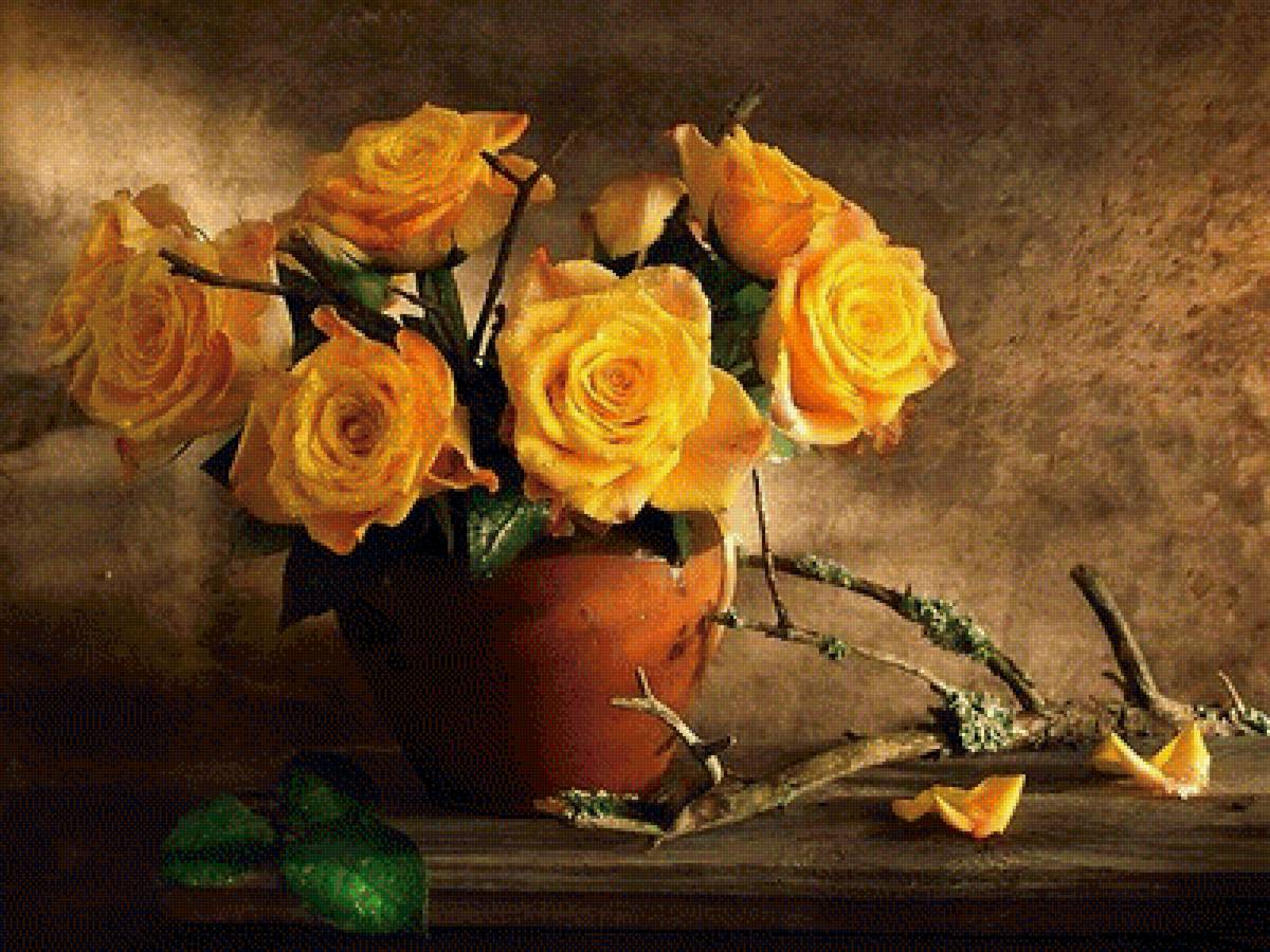 Розы - букет, цветы, розы, натюрморт - предпросмотр
