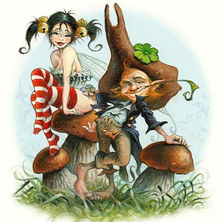 Пошалим? /большая/ - гриб, девушка, сказка, гном - оригинал