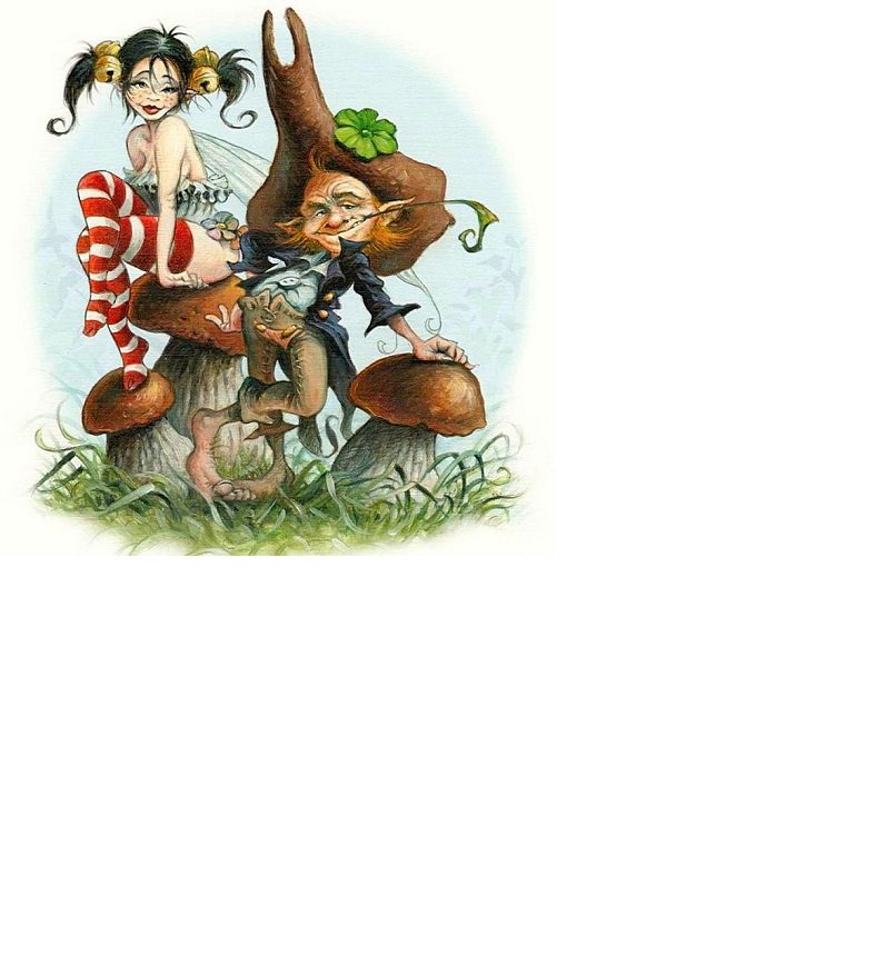 Пошалим? /размер 230 х 231 крест с хорошим качеством/ - гриб, гном, сказка, девушка - оригинал