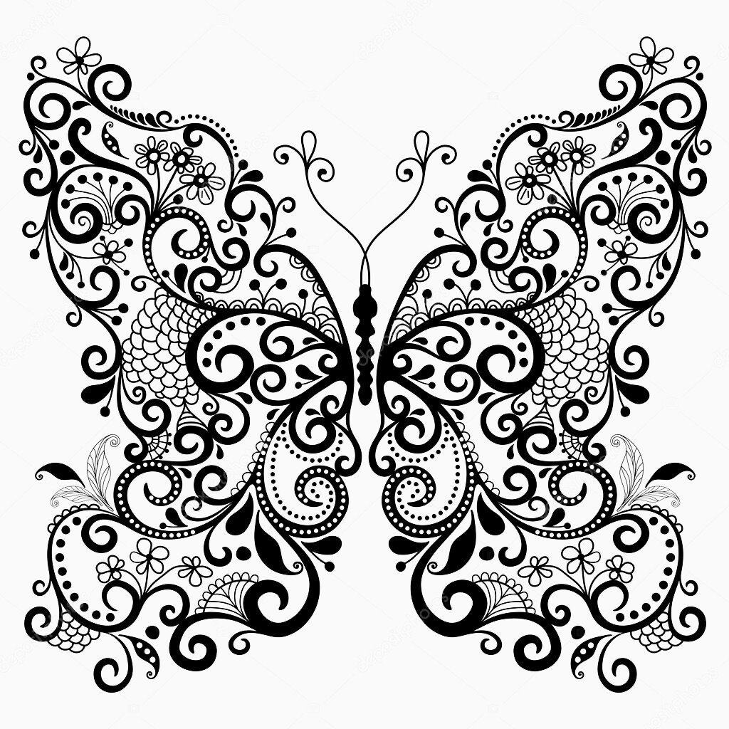 MARIPOSA MONOCROMATICA - 200 x 200 cruces - оригинал