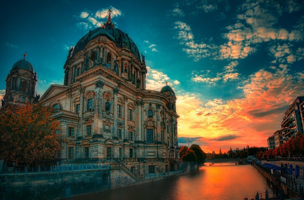 Закат в Венеции - закат, собор, венеция - оригинал