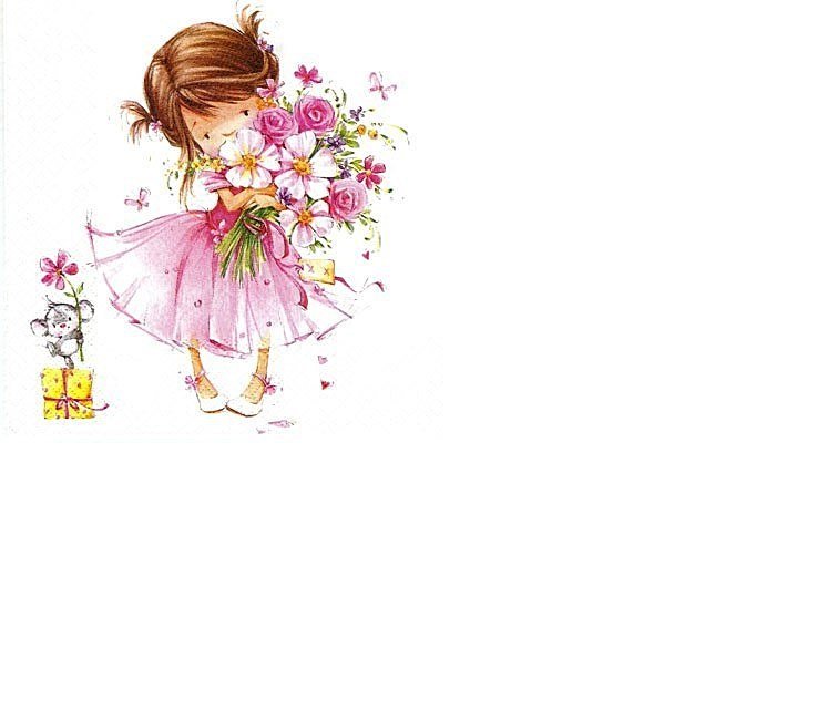 Девочка 1  /размер 200 х 210 крестиков с хорошим качеством/ - букет, дети, девочка, мышка - оригинал