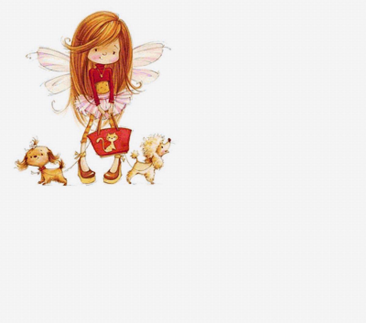 Феечка 1 /размер 196 х 205 крест с хорошим качеством/ - девочка, сказка, собачка, дети - предпросмотр