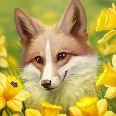 Лисичка в цветах - рисунок, лиса, цветы, животные, лисичка - оригинал