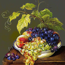 Оригинал схемы вышивки «Натюрморт с виноградом.» (№1895690)
