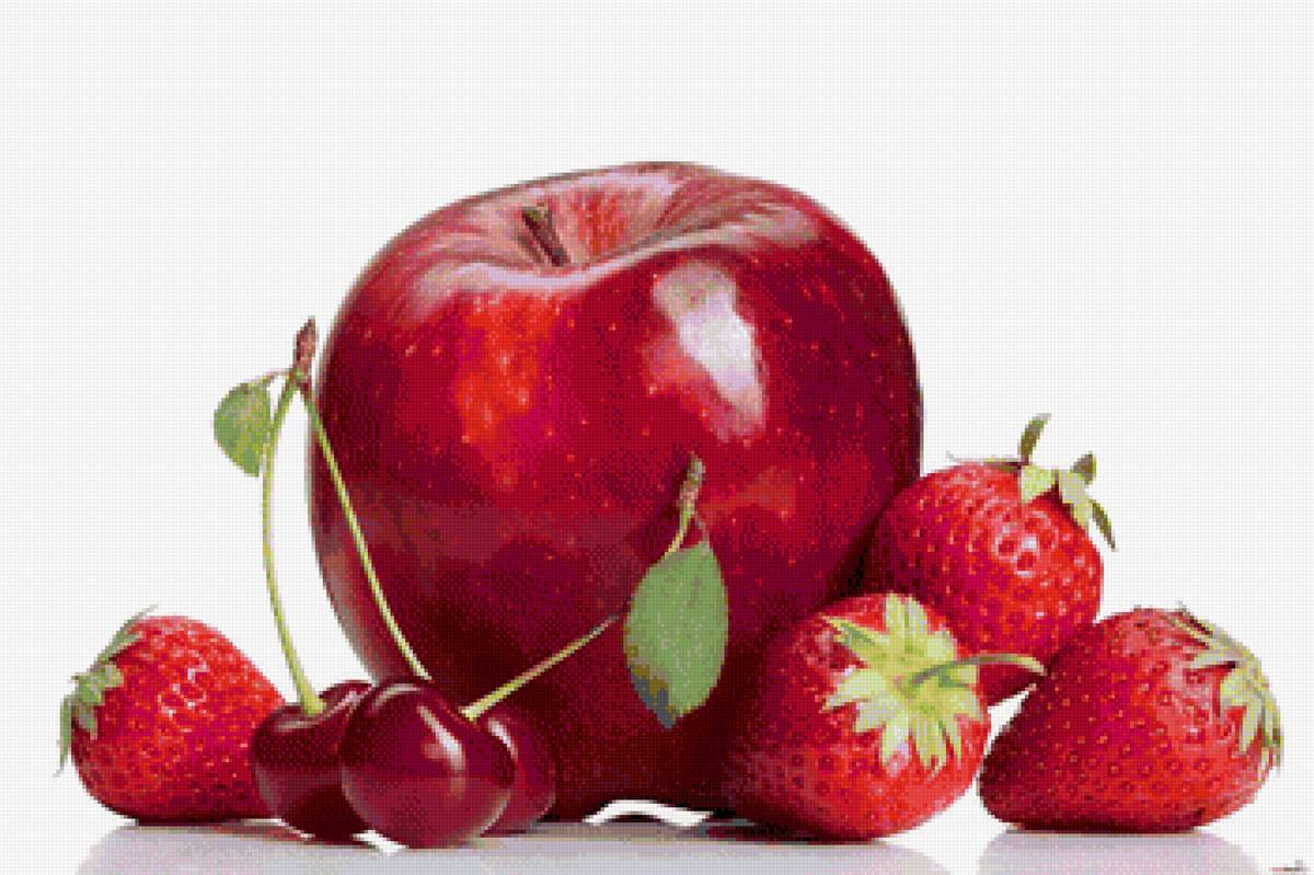 Фрукты - клубника, вишня, фрукты, яблоко - предпросмотр