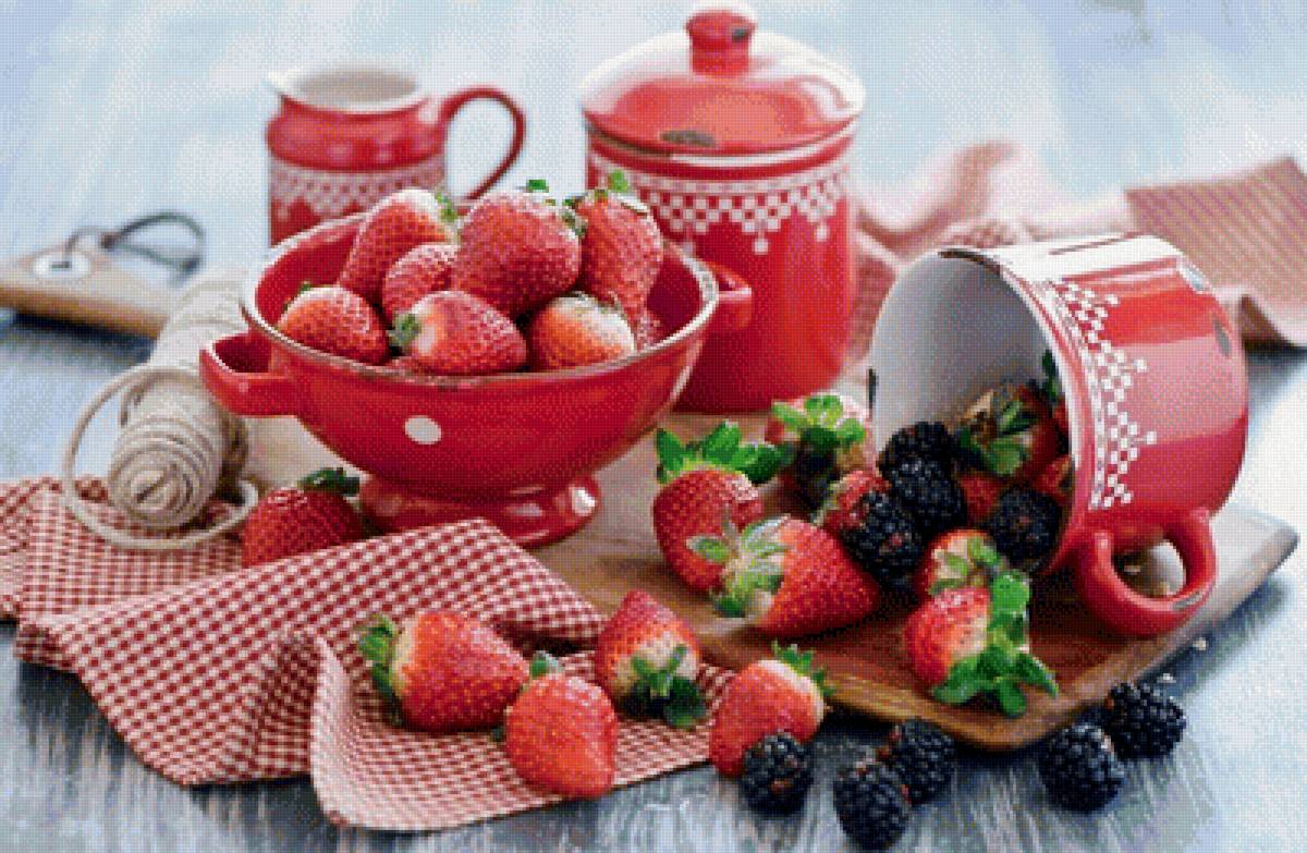 Ягодки - клубника, ежевика, ягоды, натюрморт - предпросмотр