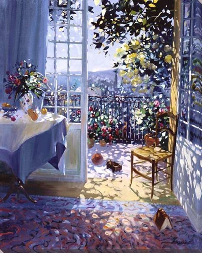 Летний вечер - картина, окно - оригинал