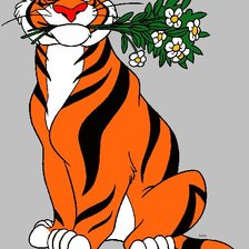 Схема вышивки «тигр с букетом»