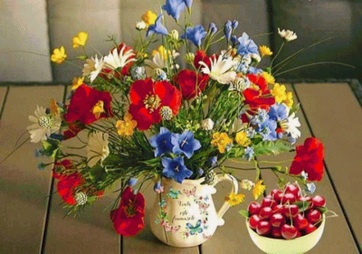 Летний букет - букеты, маки, полевые цветы - предпросмотр