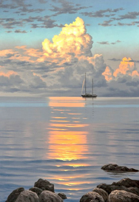 Сияющее облако - море, пейзаж, парусник - оригинал