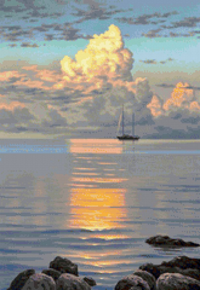 Сияющее облако - море, пейзаж, парусник - предпросмотр
