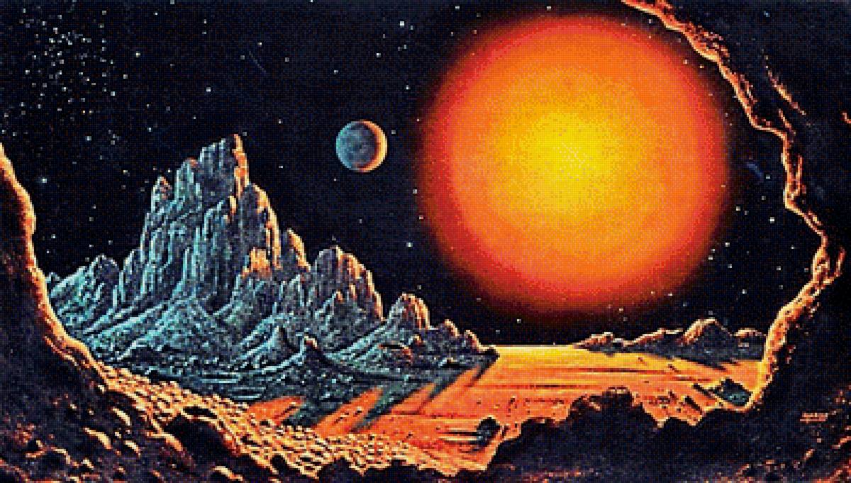 На солнечной стороне Луны - ночь, космос, горы, солнце - предпросмотр