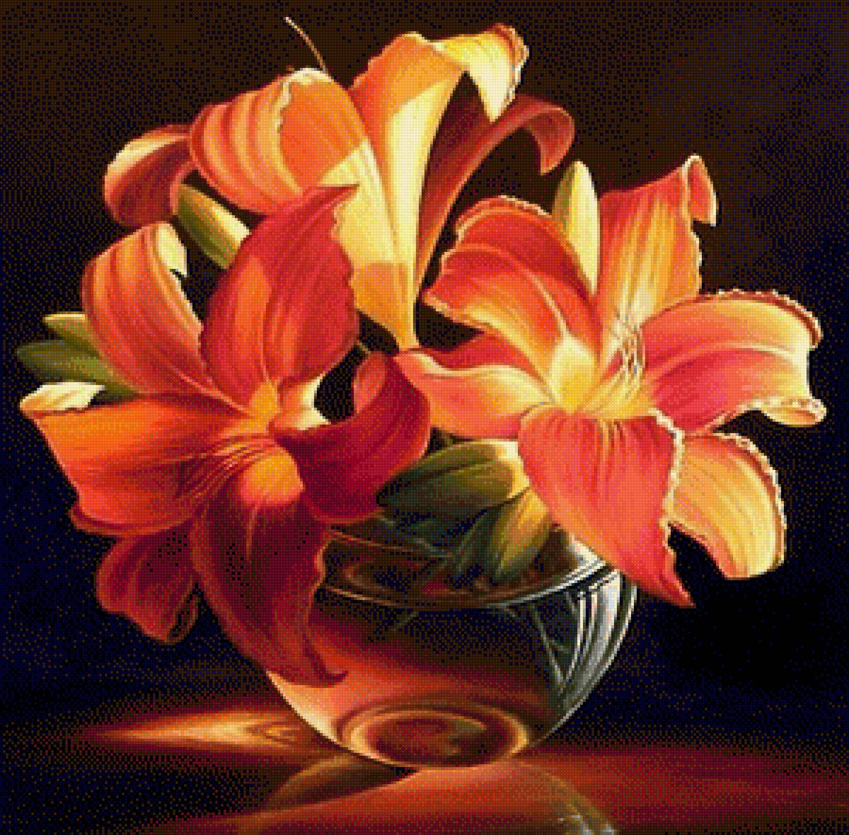 JARRON CON LIRIOS - 300 x 295 cruces - предпросмотр