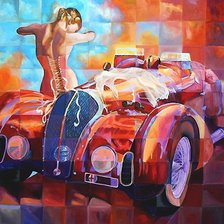 Схема вышивки «Девушка и машина»