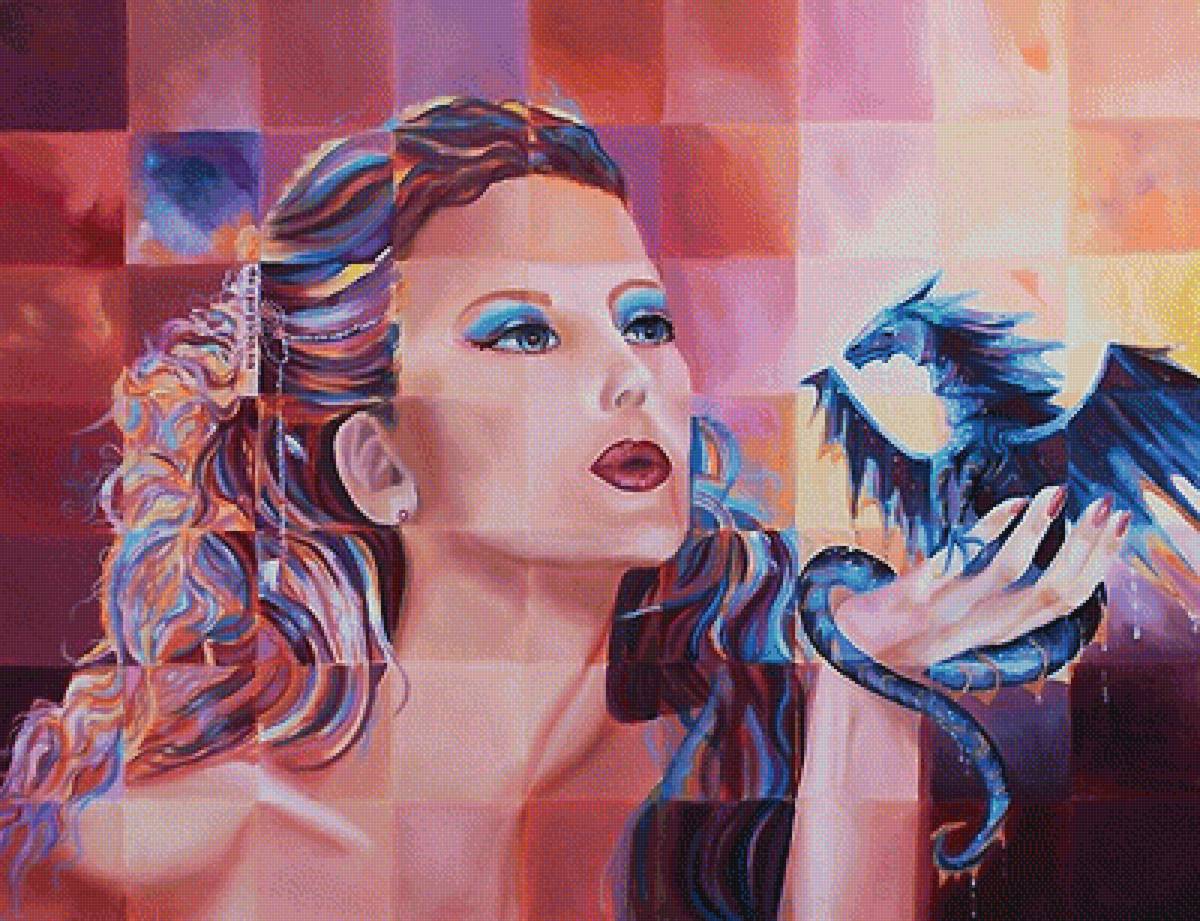 Девушка и дракончик - предпросмотр