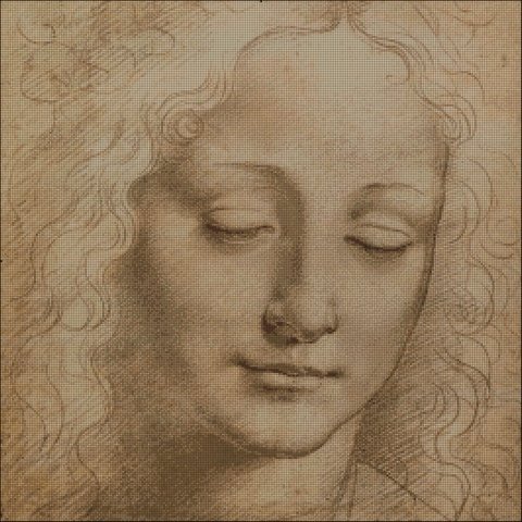 Леонардо да Винчи. Голова женщины - набросок, голова женщины, монохром, бленды, леонардо да винчи - оригинал