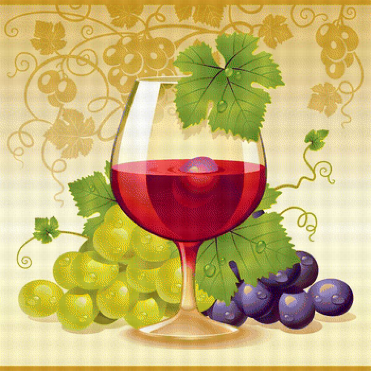 Виноград - бокал, виноград, рисунок, фрукты - предпросмотр