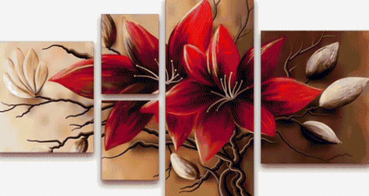 POLIPTICO FLORES - 400 x 212 cruces - предпросмотр