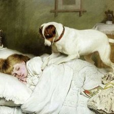 Схема вышивки «Девочка и собака»
