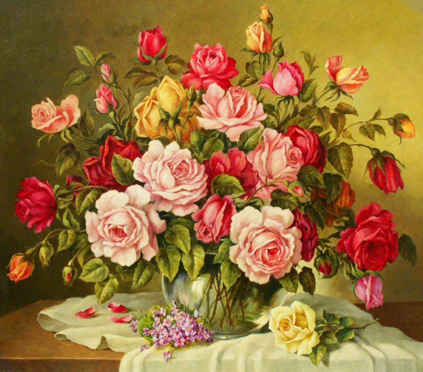 Розы в вазе - букет, розы, цветы - оригинал
