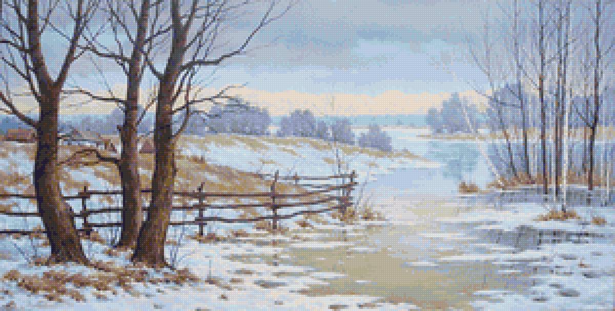 Худ. Тарасенко Алексей - вода, пейзаж весна, природа, снег - предпросмотр