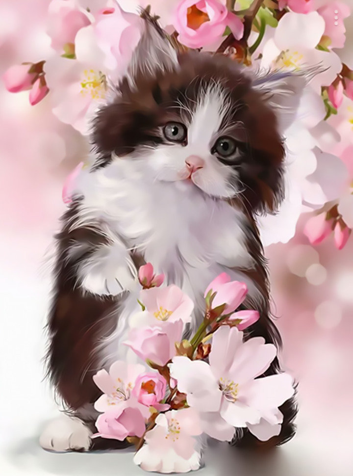 Котёнок в цветах - котенок цветы - оригинал