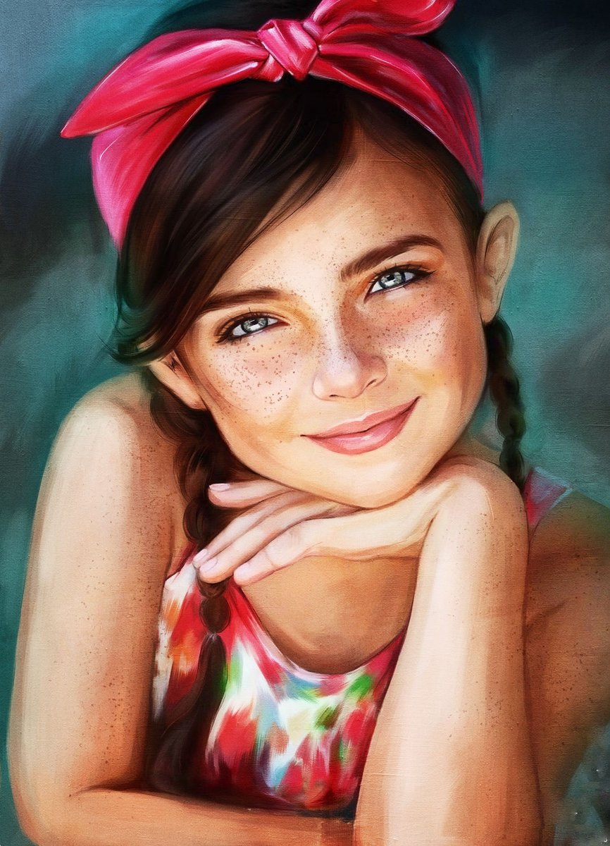 Портрет девочки - портрет, улыбка, рисунок, девочка - оригинал