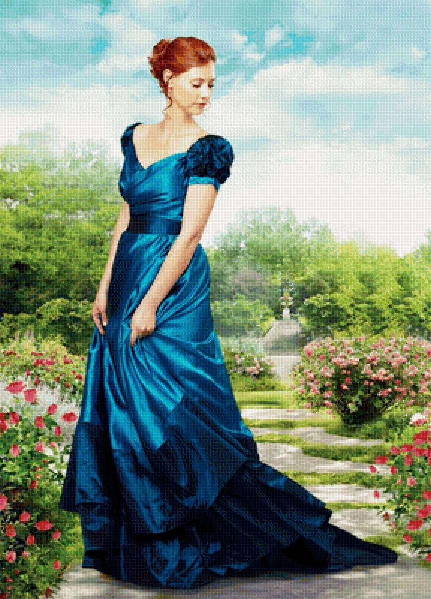 В саду - леди, сад, цветы, природа, девушка - предпросмотр