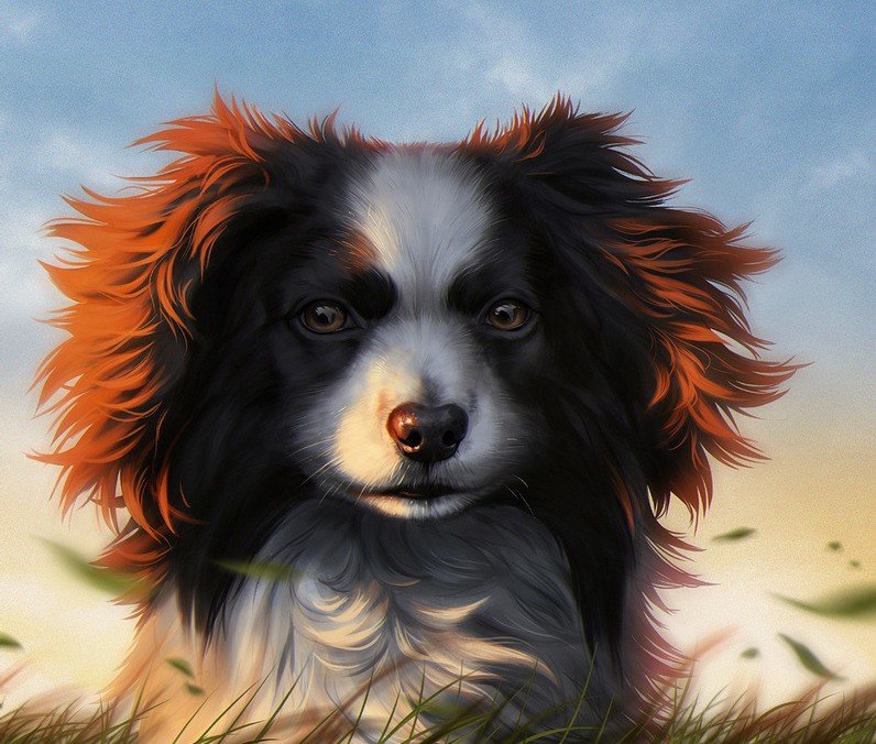 Собачка - животные, собака, собачка, рисунок - оригинал