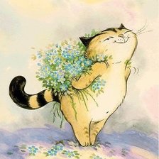 котик и букетик