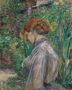 Рыжеловолосая саду - картина, сад, девушка - оригинал